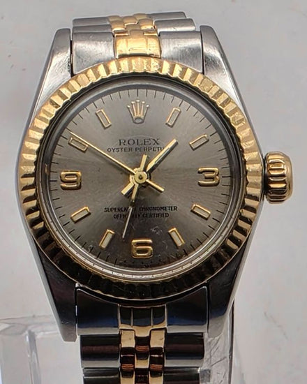 1984 Rolex Oyster Perpetual 26MM Grey Dial Two-Tone Jubilee Bracelet (67193)