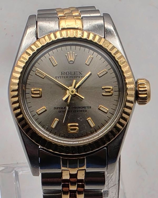 1984 Rolex Oyster Perpetual 26MM Grey Dial Two-Tone Jubilee Bracelet (67193)