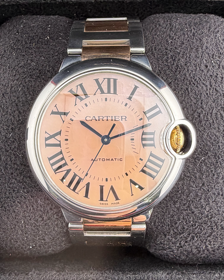 2014 Cartier Ballon Bleu 36MM Mother of Pearl Dial Two-Tone Bracelet (W6920033)