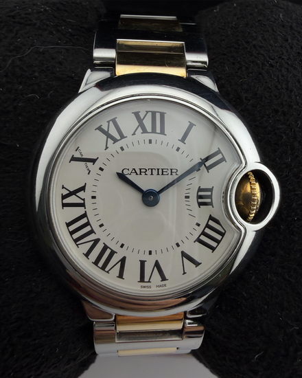 2011 Cartier Ballon Bleu 28MM Quartz Silver Dial Two-Tone Bracelet (W69007Z3)
