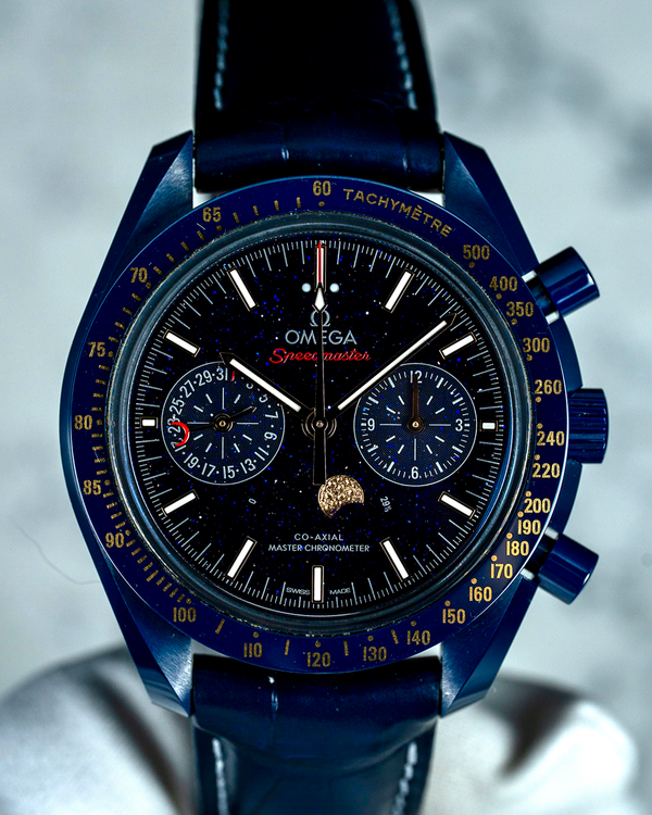2021 Omega Speedmaster Moonphase "Blue Side Of The Moon" 44.25MM Aventurine Dial Leather Strap (304.93.44.52.03.002)