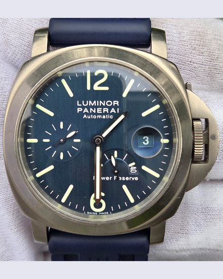 No Reserve - 2003 Panerai Luminor Power Reserve 44MM Blue Dial Rubber Strap (PAM00093)