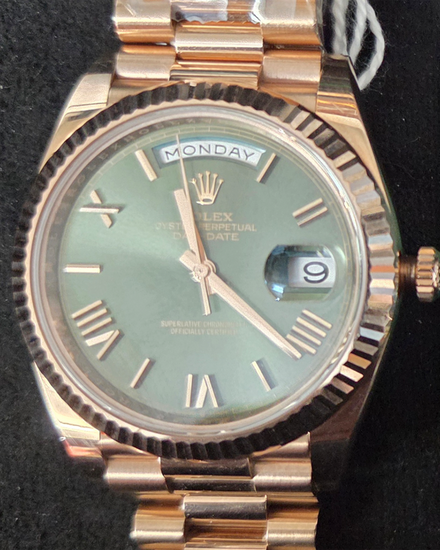 2023 Rolex Day-Date 40MM Green Dial Rose Gold President Bracelet (228235)