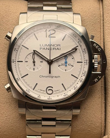 2023 Panerai Luminor Chrono 44MM White Dial Steel Bracelet (PAM01548)
