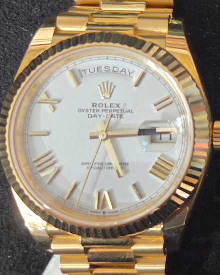 2023 Rolex Day-Date 40MM White Dial Yellow Gold President Bracelet (228238)
