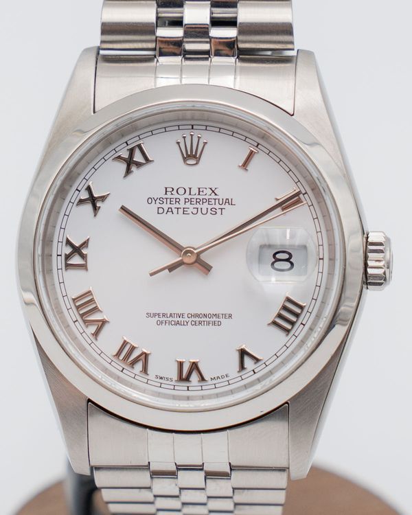 Rolex Datejust 36MM White Dial Oyster Bracelet (16200)