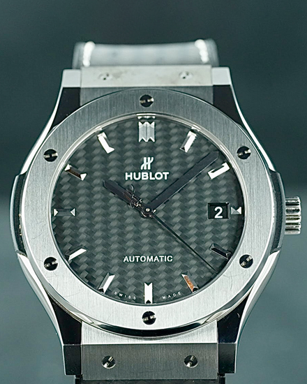 2019 Hublot Classic Fusion 45MM Carbon Fiber Dial Leather Strap (511.NX.1771.QR.PLP15)
