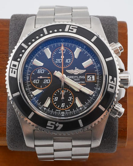 No Reserve - Breitling Superocean Chronograph II 44MM Black Dial Steel Bracelet (A1334102/BA855)