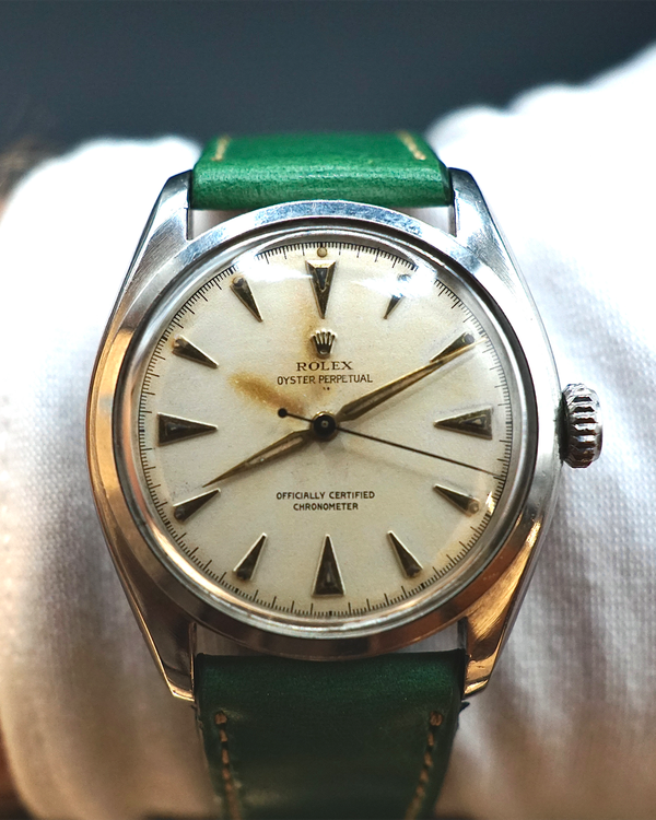 1951 Rolex Oyster Perpetual 34MM White Dial Aftermarket Leather Strap (6084)