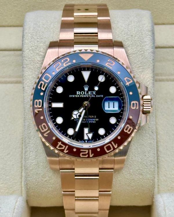 2023 Rolex GMT-Master II "Rootbeer" 40MM Black Dial Rose Gold Oyster Bracelet (126715CHNR)