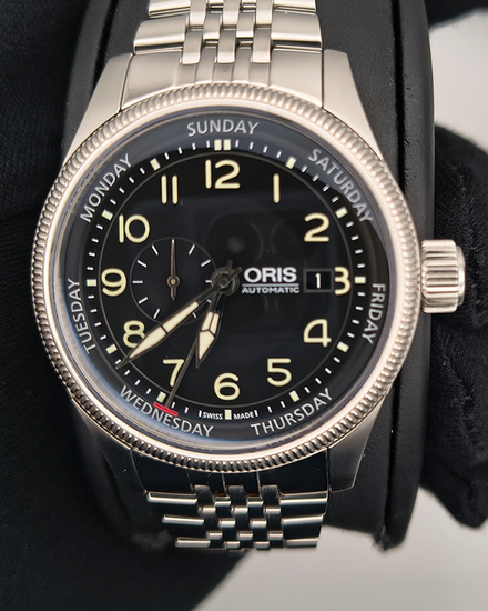 Oris Big Crown Small Second Pointer Day 44MM Black Dial Steel Bracelet (01 745 7688 4034-07 8 22 30)