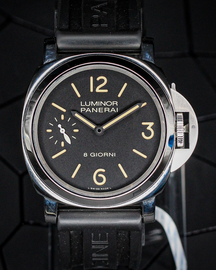 No Reserve - 2021 Panerai Luminor Base 8 Giorni 44MM Black Dial Rubber Strap (PAM00915)