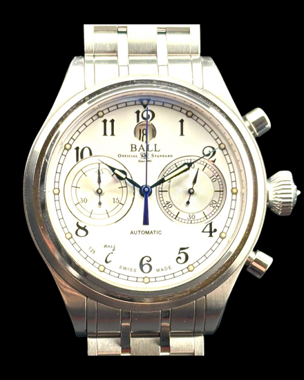 Ball Trainmaster Cannonball 43MM White Dial Steel Bracelet (CM1052D)