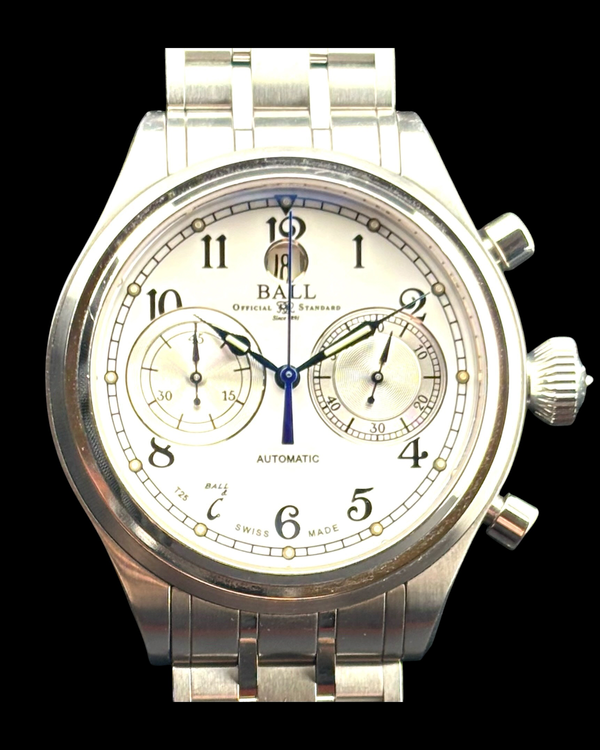 Ball Trainmaster Cannonball II 43MM Silver Dial Steel Bracelet (CM1052D)