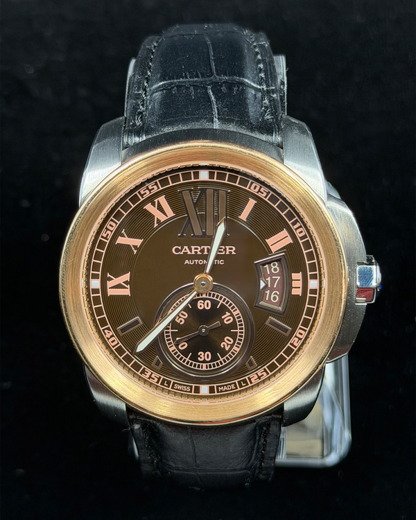 2016 Cartier Calibre de Cartier 42MM Brown Dial Aftermarket Leather Strap (W7100051)
