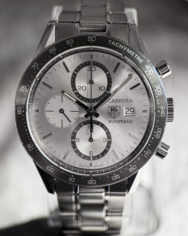 No Reserve - 2005 Tag Heuer Carrera Steel 43.5MM Silver Dial Steel Bracelet (CV2011)