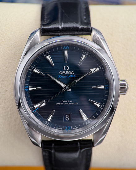 No Reserve - 2024 Omega Seamaster Aqua Terra 41 MM Blue Dial Leather Strap (220.13.41.21.03.001)