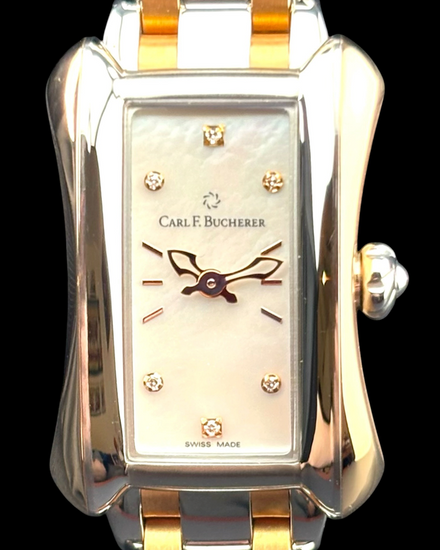Carl F. Bucherer Alacria Diva 21MM Quartz Mother of Pearl Dial Two-Tone Bracelet (00.10703.07.77.21)