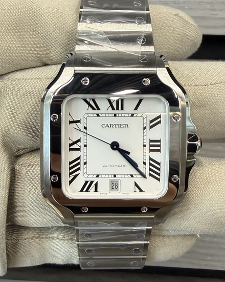 2026 Cartier Santos De Cartier Large 39.8MM White Dial Steel Bracelet (WSSA0018)