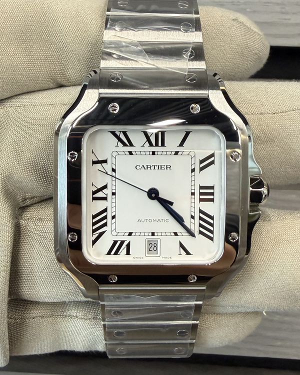 2026 Cartier Santos De Cartier Large 39.8MM White Dial Steel Bracelet (WSSA0018)
