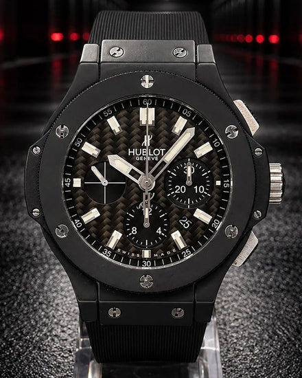 No Reserve - Hublot Big Bang "Black Magic" 44MM Carbon Fiber Dial Rubber Strap (301.CI.1770.RX)