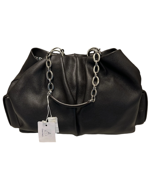 Bvlgari Accessories Chiara 16.5 x 12.6 x 6.3IN Black Leather Bag Steel Hardware (Chiara)