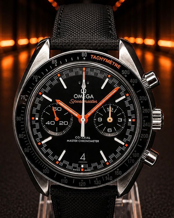 No Reserve - Omega Speedmaster Racing 44.25MM Black Dial Leather Strap (329.32.44.51.01.001)