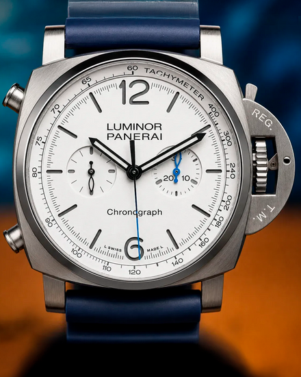 2024 Panerai Luminor Chronograph 44MM White Dial Rubber Strap (PAM01218)