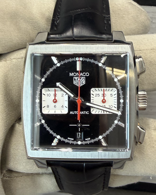 2026 Tag Heuer Monaco Chronograph 39MM Black Dial Leather Strap (CBL2113.FC6177)
