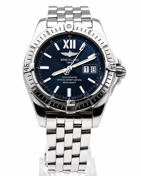 No Reserve - Breitling Windrider Cockpit 41MM Black Dial Steel Bracelet (A49350)