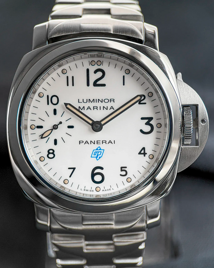 No Reserve - Panerai Luminor Marina Logo 44MM White Dial Steel Bracelet (PAM00660)
