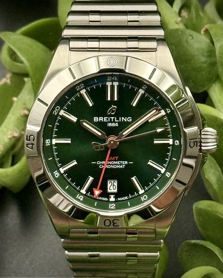 2025 Breitling Chronomat GMT 40MM Green Dial Steel Bracelet (A32398)