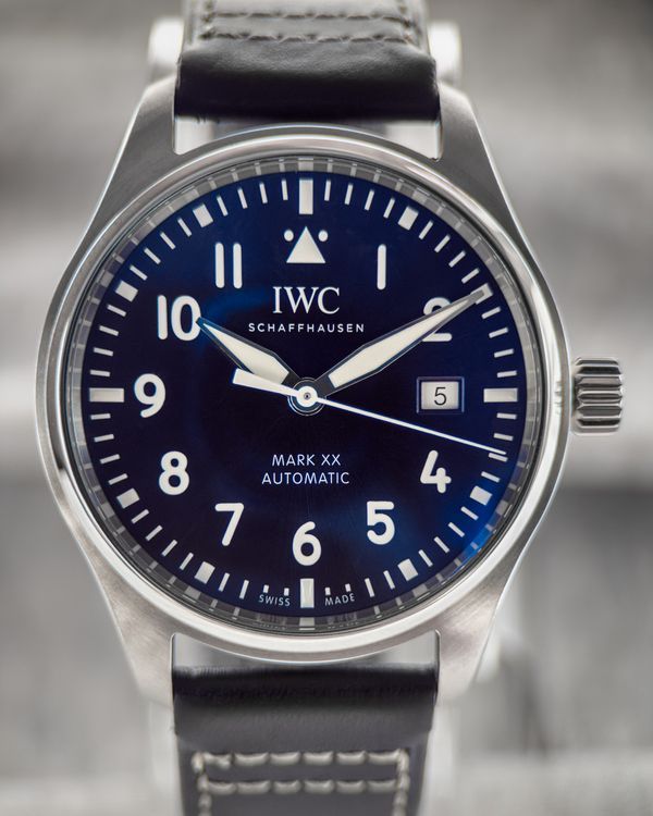 No Reserve - 2023 IWC Schaffhausen Pilot Mark XX 40MM Blue Dial Leather Strap (IW328203)