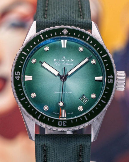 2021 Blancpain Fifty Fathoms Bathyscaphe L.E. 43MM Green Dial Textile Strap (5000-1153-H52A)