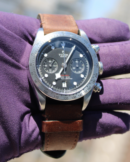2021 Tudor Black Bay Chrono 41MM Black Dial Leather Strap (79350)