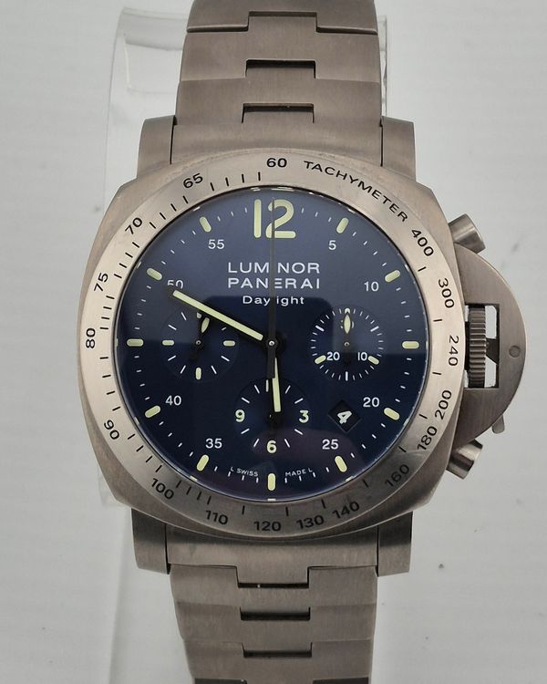 Panerai Luminor Chrono Daylight 44MM Blue Dial Titanium Bracelet (PAM00327)