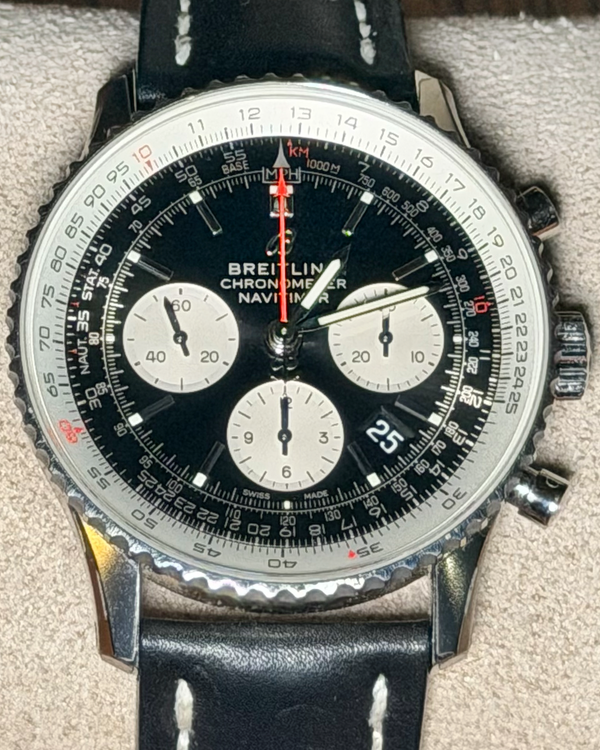 2024 Breitling Navitimer B01 43mm Chronograph Black Dial Leather Strap (AB0121211B1X1)
