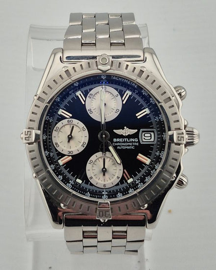 No Reserve - 2003 Breitling Chronomat 39MM Black Dial Steel Bracelet (A147B45PA)