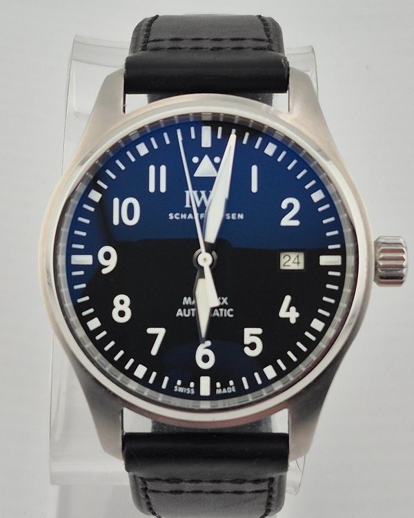 No Reserve - 2025 IWC Schaffhausen Pilot Mark XX 40MM Black Dial Leather Strap (IW328201)