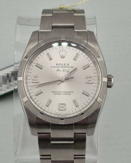 No Reserve - 2008 Rolex Air-King 34MM Silver Dial Oyster Bracelet (114210)