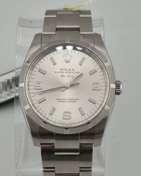 No Reserve - 2008 Rolex Air-King 34MM Silver Dial Oyster Bracelet (114210)