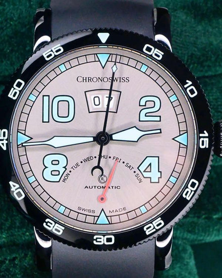 Chronoswiss Timemaster Retrograde Day 44MM Silver Dial Rubber Strap (CH-8145-WH)