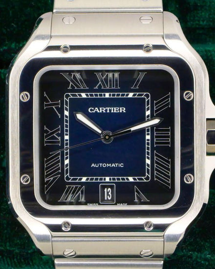 Cartier Santos De Cartier 39.8MM Blue Dial Steel Bracelet (WSSA0030)