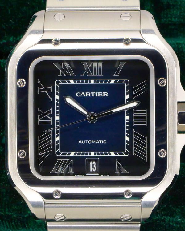 Cartier Santos De Cartier 39.8MM Blue Dial Steel Bracelet (WSSA0030)
