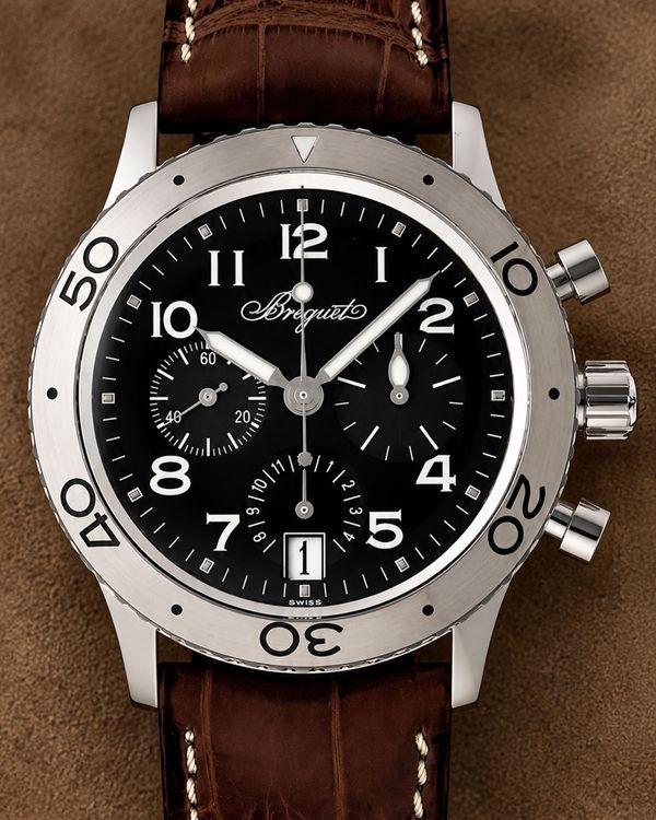 Breguet Type XX Transatlantique 39.5MM Black Dial Leather Strap (3820ST/H2/9W6)