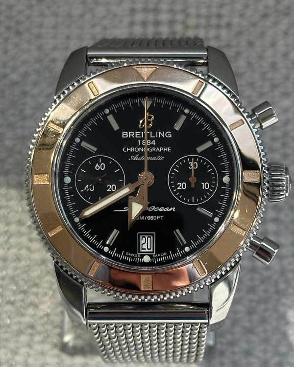 2012 Breitling Superocean Heritage Chronograph 44MM Black Dial Steel Bracelet (U23370)