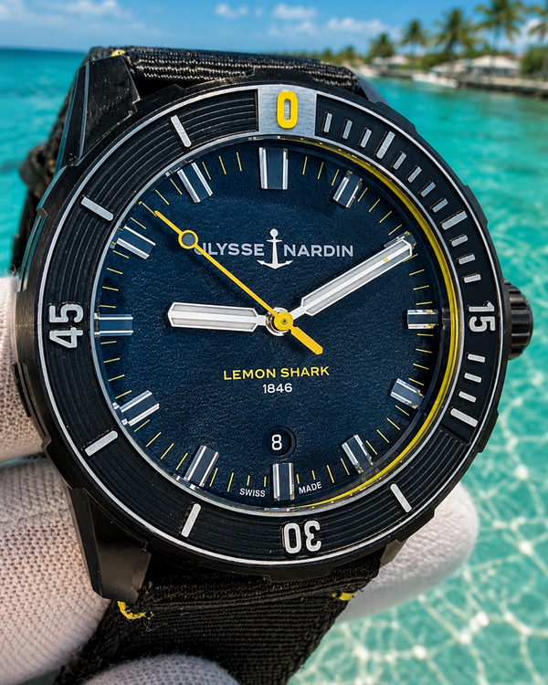 2022 Ulysse Nardin Diver "Lemon Shark" L.E. 42MM Black Dial Textile Strap (8163-175LE/92)