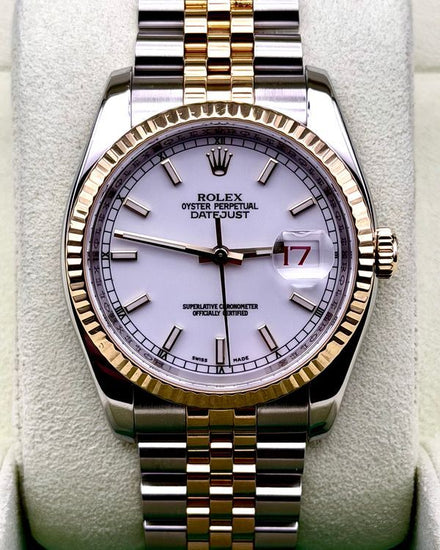 2006 Rolex Datejust 36MM White Dial Two-Tone Super Jubilee Bracelet (116233)