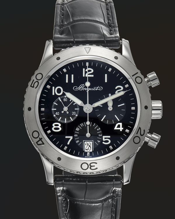 Breguet Type XX Transatlantique 39.5MM Black Dial Leather Strap (3820ST/H2/9W6)