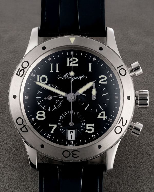 Breguet Type XX Transatlantique 39.5MM Black Dial Aftermarket Leather Strap (3820ST/H2/9W6)